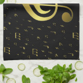 gouden muzieknoten theedoek (Gevouwen)
