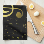 gouden muzieknoten theedoek (Quarter Fold)