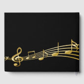 gouden muzieknoten voor 60ste verjaardag op zwart gastenboek (Achterkant)