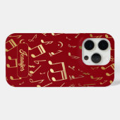 Gouden Muzikale Notities op Dieprode Achtergrond Case-Mate iPhone Case (Achterkant (horizontaal))