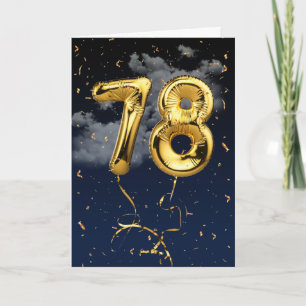 Gouden Mylar-balloon en confetti-kaart voor 78ste  Kaart