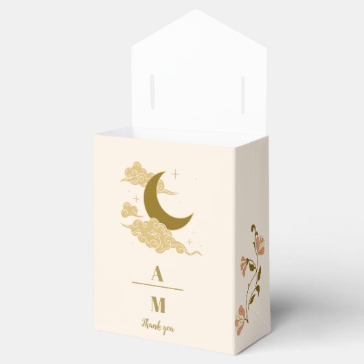 gouden mystieke botanische bruiloft bedankdoosjes (Geopend)