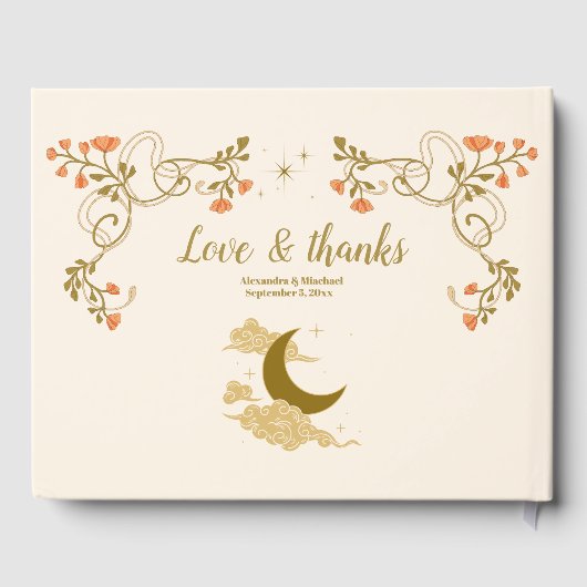  gouden mystieke botanische bruiloft gastenboek (Achterkant)