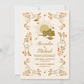 gouden mystieke botanische bruiloft kaart (Voorkant)