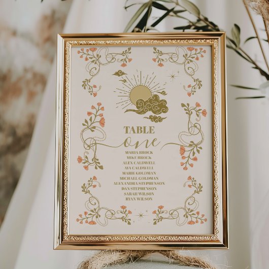 gouden mystieke botanische bruiloft kaart