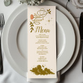 gouden mystieke botanische bruiloft menu