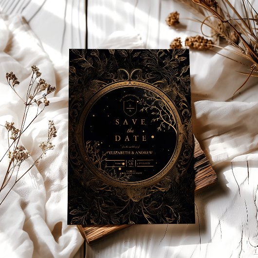 Gouden Mystieke Hemelse Bruiloft Save The Date