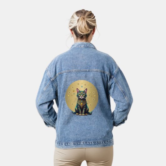 Gouden Mystieke Kat Denim Jas Denim Jacket (Model)