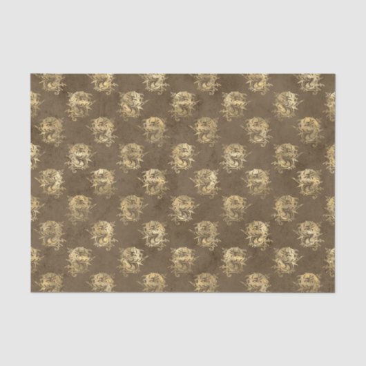 Gouden Mythische Draak Tissuepapier (Voorkant)