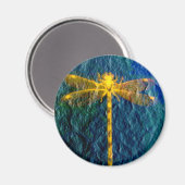 Gouden mythische libel op getextureerde achtergron magneet (Voorkant / Achterkant)