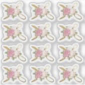 Gouden naaiende schaar & Shabby Chique Rozen Plann Sticker (Voorkant)