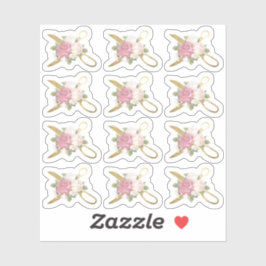 Gouden naaiende schaar & Shabby Chique Rozen Plann Sticker