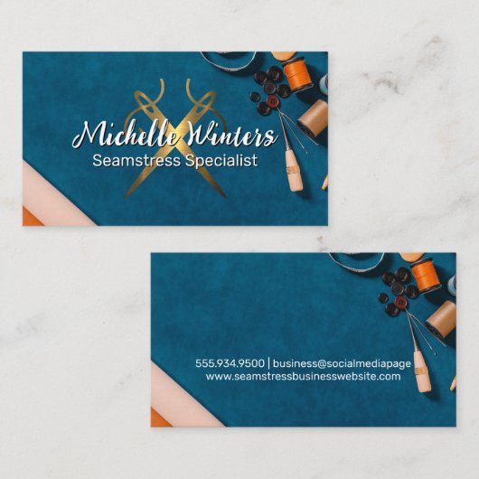 Gouden Naaimachines | Naaiset Gereedschap Visitekaartje (Voorkant / Achterkant)