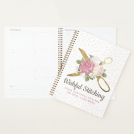 Gouden naaischaren & shabby chic bloemrozen planner