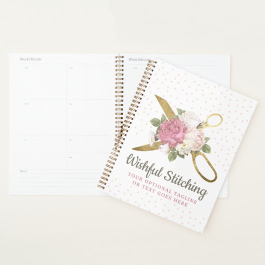 Gouden naaischaren & shabby chic bloemrozen planner (Display)