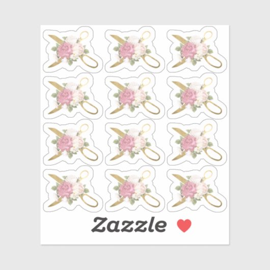 Gouden naaischaren & Shabby Chic-rozen planner Sticker (Vel)