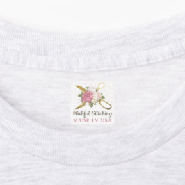 Gouden Naaischaren Versleten Bloemen Motief Maatwe Labels