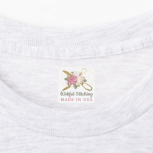 Gouden Naaischaren Versleten Bloemen Motief Maatwe Labels