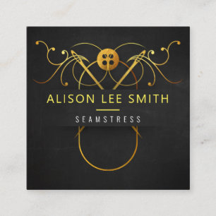 Gouden naaister Hand genaaid Dressmaker Vierkante Visitekaartje