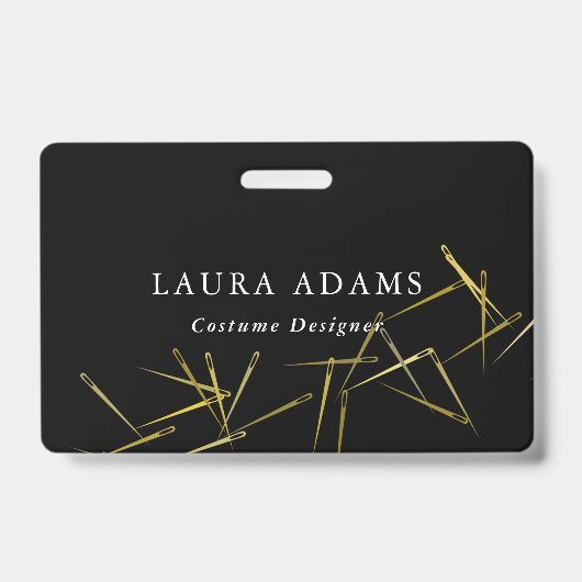 gouden naalden | Elegante Mode designer | Naam Badge (Front)