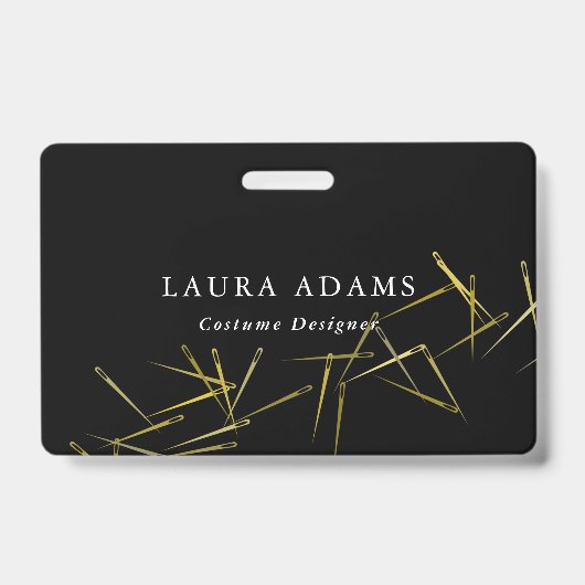 Gouden Naalden | Elegante Modeontwerper | Naam Badge (Voorzijde)