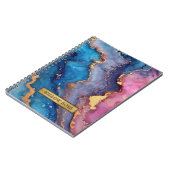 Gouden Naam Abstract Modern Blauw Paarse Roze Chic Notitieboek (Linkerzijde)