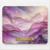 Gouden naam Abstract Modern Paarse Roze Chic Spark Muismat (Voorkant)