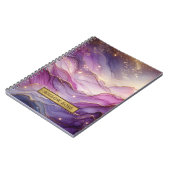 Gouden naam Abstract Modern Paarse Roze Chic Spark Notitieboek (Linkerzijde)