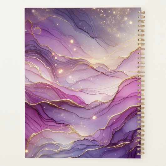 Gouden naam Abstract Modern Paarse Roze Chic Spark Planner (Achterkant)