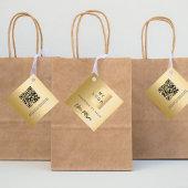 Gouden naam bedrijf logo QR code hang label