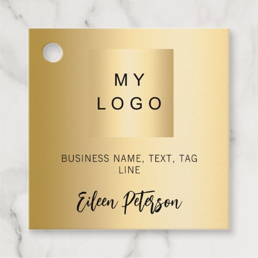 Gouden naam bedrijf logo QR code hang label (Voorkant)