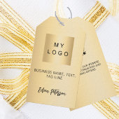 Gouden naam bedrijf logo QR code hang label Cadeaulabel