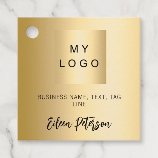 Gouden naam handtekening bedrijf logo hang label (Voorkant)