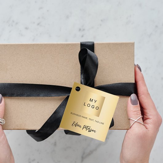 Gouden naam handtekening bedrijf logo hang label