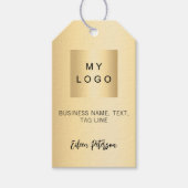 Gouden naam handtekening bedrijf logo hang label cadeaulabel (Voorkant)