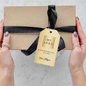 Gouden naam handtekening bedrijf logo hang label cadeaulabel