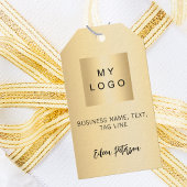 Gouden naam handtekening bedrijf logo hang label cadeaulabel