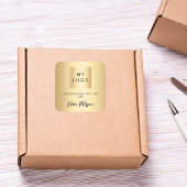 Gouden naam handtekening bedrijf logo vierkante sticker