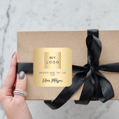 Gouden naam handtekening bedrijf logo vierkante sticker