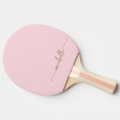 Gouden naam handtekening script roze rood tafeltennisbatje (Zijkant)