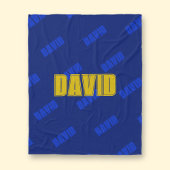 Gouden Naam & Herhalende Blauwe Naam op Donker Nav Fleece Deken