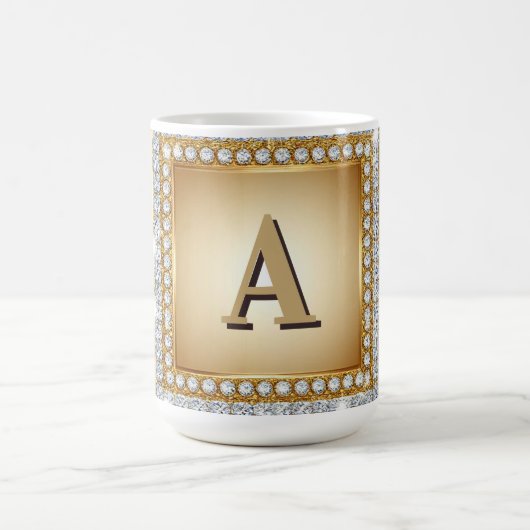 ✨ Gouden naam monogram diamant frame ✨ Koffiemok (Center)