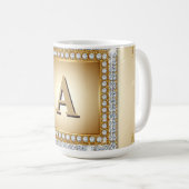 ✨ Gouden naam monogram diamant frame ✨ Koffiemok (Voorkant rechts)
