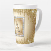 ✨ Gouden naam monogram diamant frame ✨ Latte Mok (Rechterhoek)