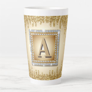 ✨ Gouden naam monogram diamant frame ✨ Latte Mok
