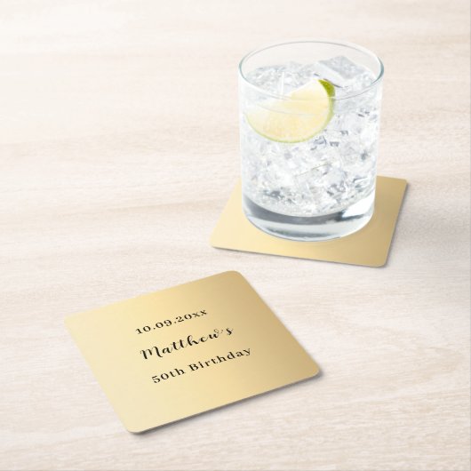 Gouden naam script verjaardag kartonnen onderzetters (Insitu)