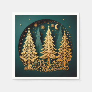 Gouden Nacht Bosland – Kerstboom Patroon Servet