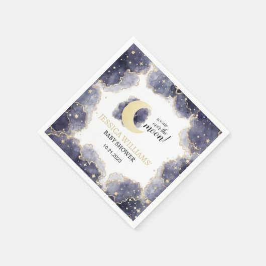 gouden nachtelijke maandoekjes baby shower servet (Hoek)