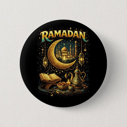 Gouden Nachten van Ramadan Ronde Button 5,7 Cm (Voorkant)
