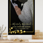 Gouden Nachtsterren Frame Kerst Huwelijksfoto Poster (Keuken)